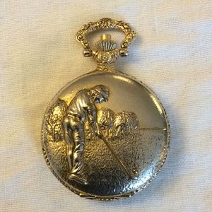 Vintage Script Gold-tone Golfer’s Pocket Watch